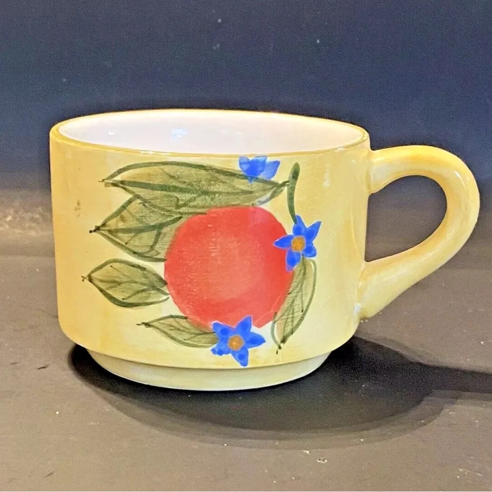 Vintage Lillian Vernon‎ Ceramic Fruit Snack Plate and Mug Set Yellow